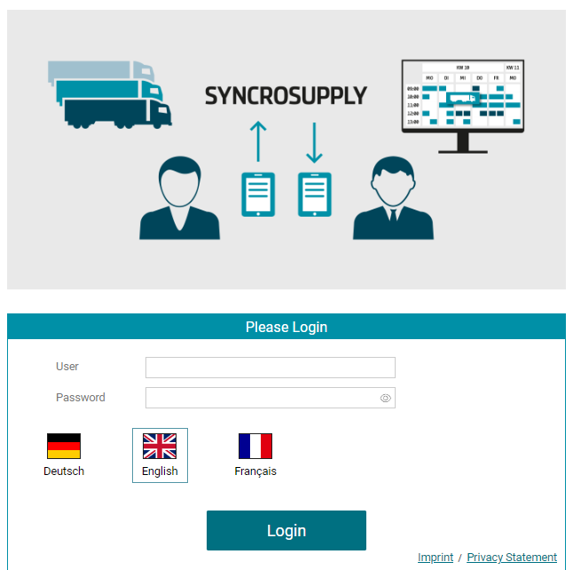 Login Seite von SYNCROSUPPLY