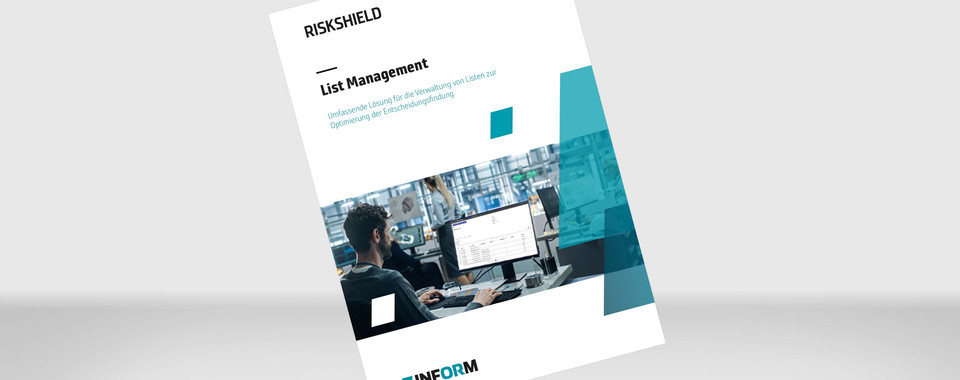 Visualisierung unserer Broschüre "RiskShield List Management"