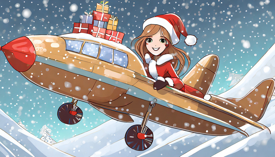 Santa's plane is loaded with presents. 