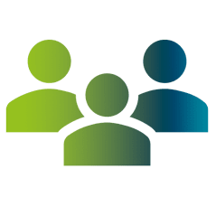 Symbol von drei stilisierten Personen