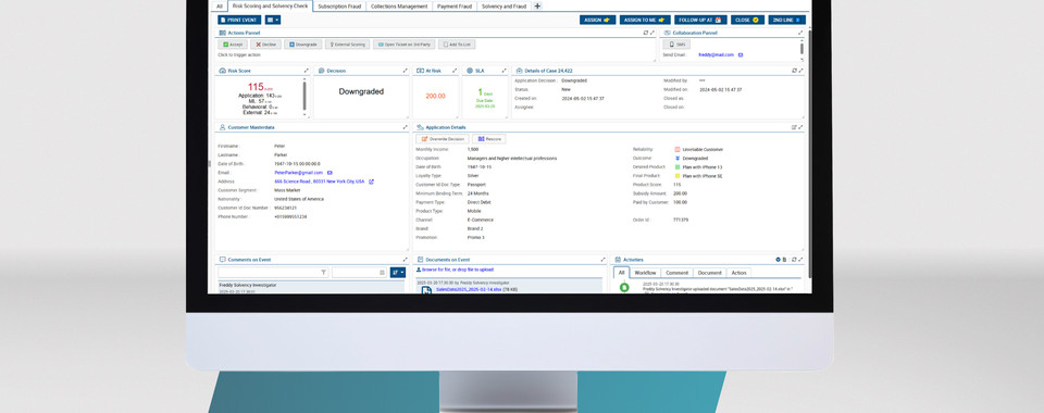 Screenshot of RiskShield Case Management for Credit Risk Scoring