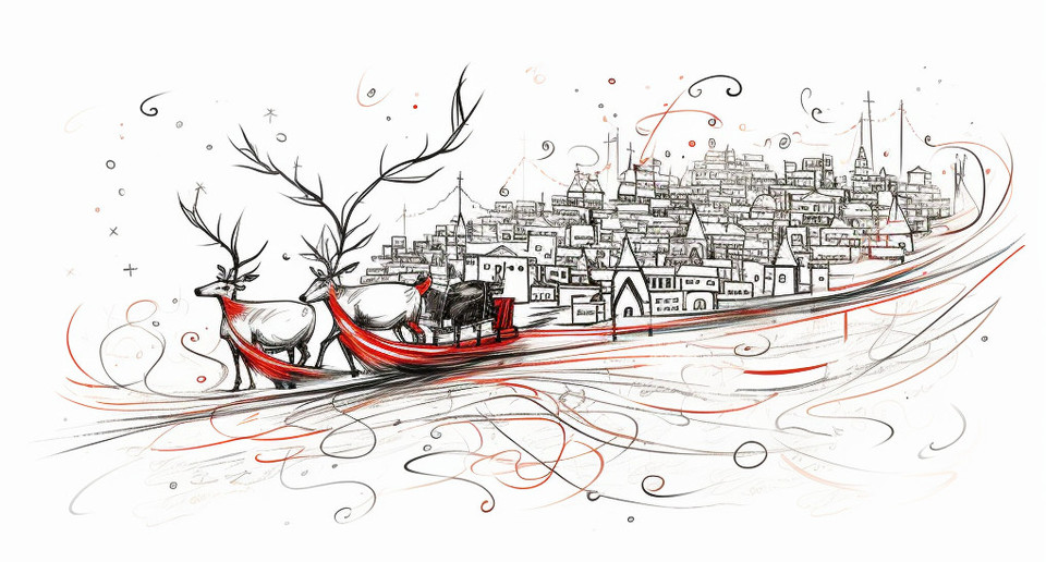 reindeer sleigh scribble - added illustration from Aachen