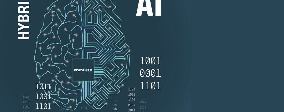 Hybrid AI Graphic with digital brain