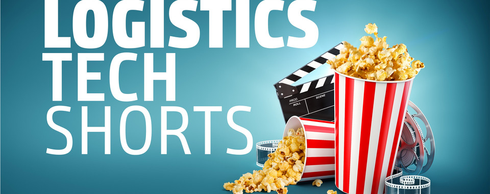 Image of popcorn and film elements with 'Logistics Tech Shorts' text, representing technology in logistics and entertainment.