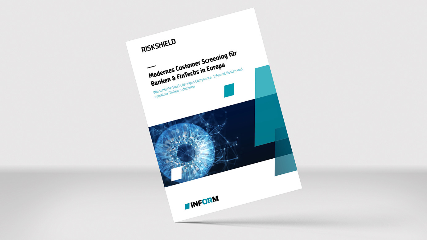Visualisierung des Papers RiskShield Customer Screening SaaS, das einfaches Screening für kleinere Banken und FinTechs zeigt.