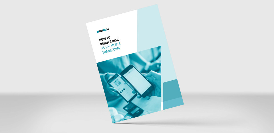 Mockup of our white paper "How to reduce risk" on a grey background
