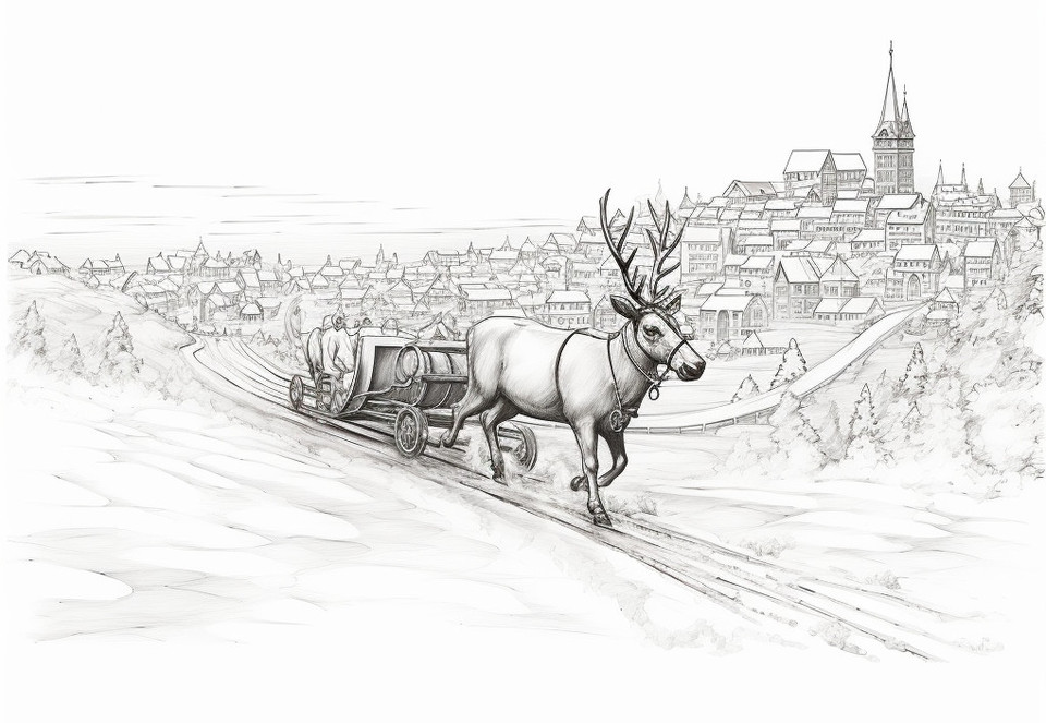 reindeer sleigh pencil - added illustration from Aachen