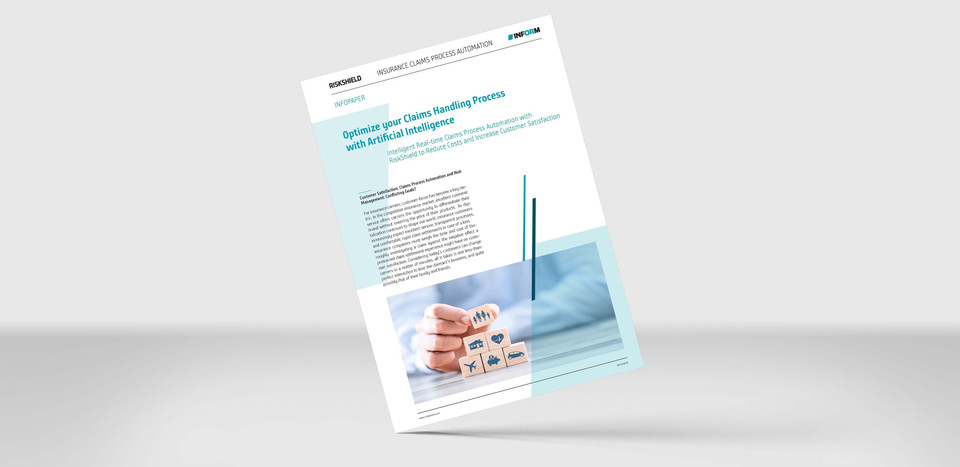 Mockup of our info paper "Optimize your Claim Handling Processes with AI" on a grey background