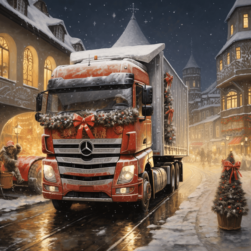A european truck at christmas