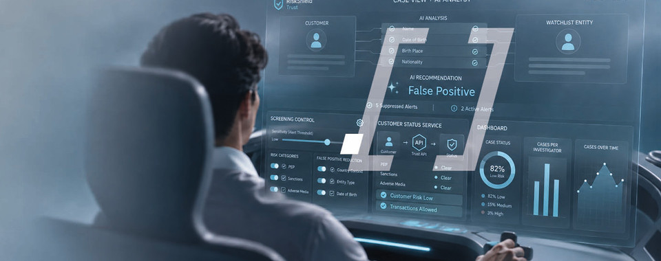 RiskShield Trust customer screening for banks and FinTechs with transparent, AI-supported compliance decisions