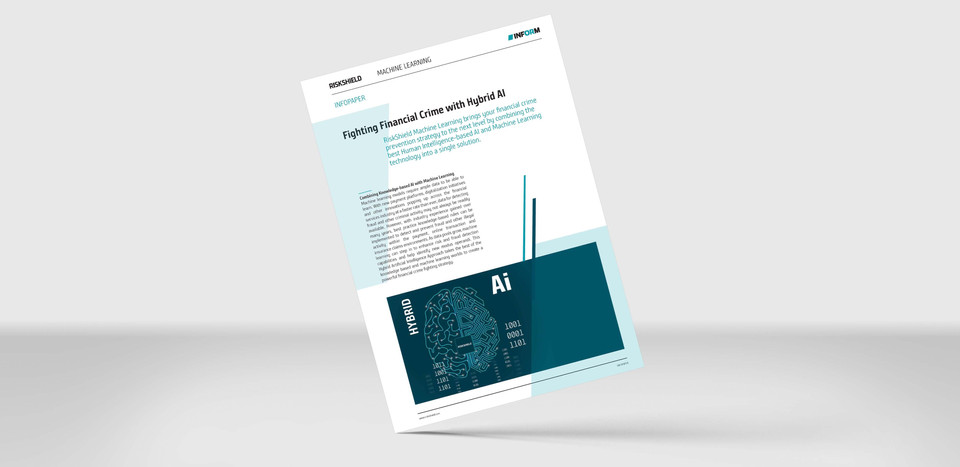 Mockup of our info paper "RiskShield Machine Learning" on a grey background