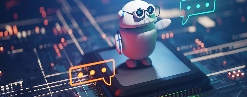 Konversations-Copilot-KI-Roboter mit Sprechblase