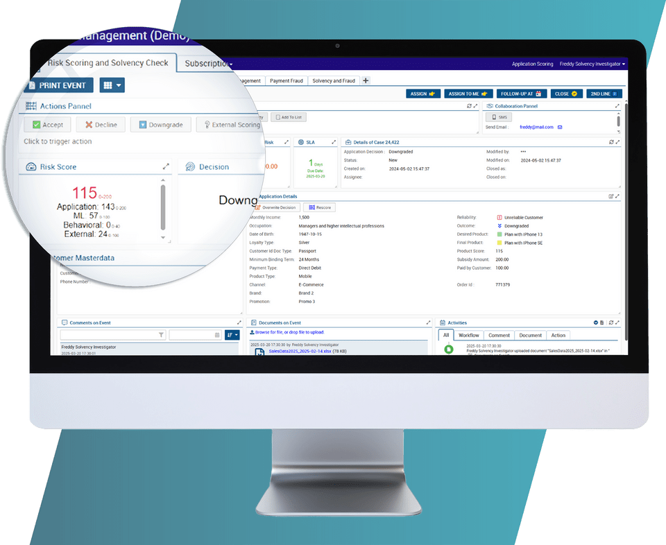 Screenshot of RiskShield Case Management for Credit Risk Scoring