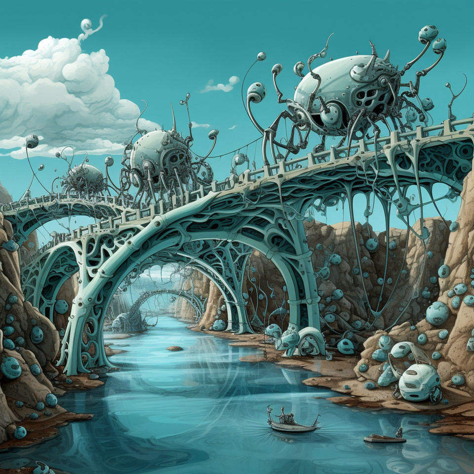 50 turquoise ant, building a bridge over trouble waters, and a truck on the bridge
