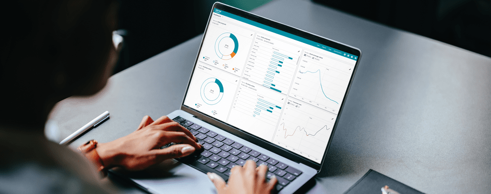 Supply chain manager working on a laptop with inventory optimization software ADD*ONE.