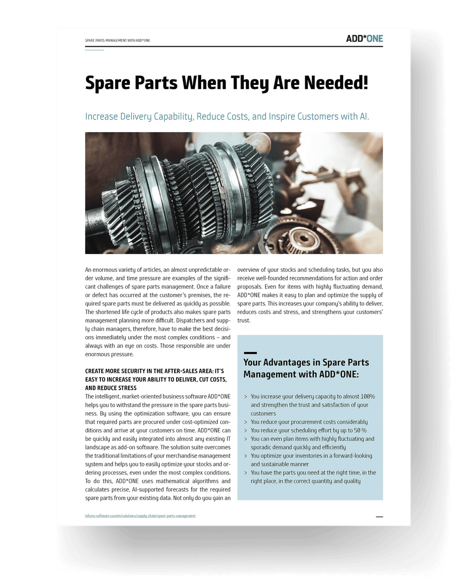 Brochure Spare Parts Management Software ADD*ONE