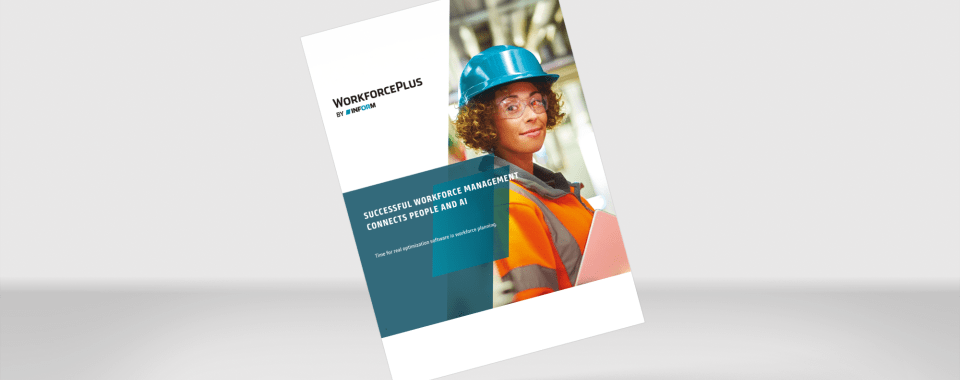 WorkforcePlus infopaper showcasing successful workforce management solutions connecting people and AI for effective planning.