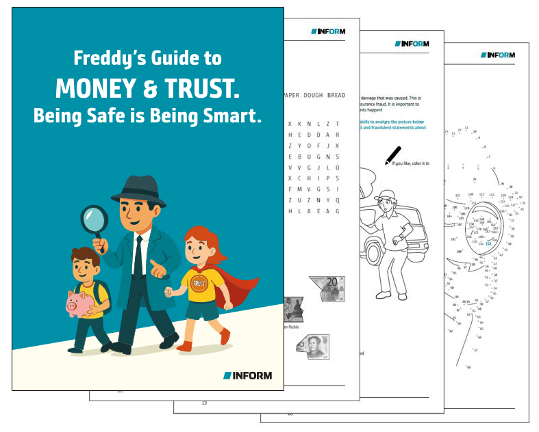 Interactive learning software teaching kids about fraud in aviation context