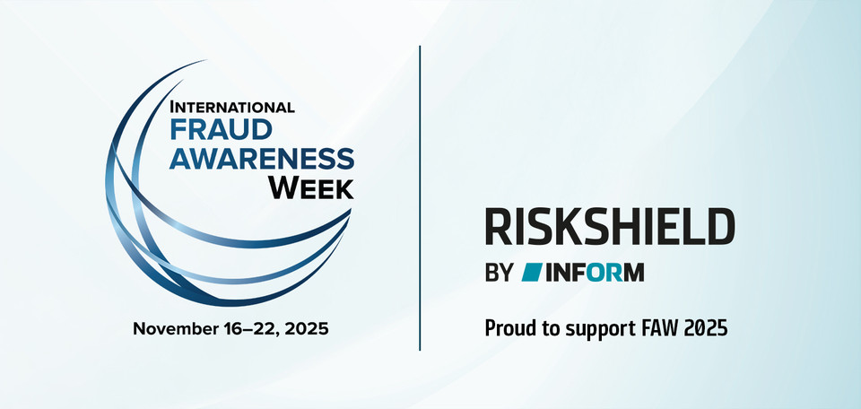 Logo-Kombination von International Fraud Awareness Week 2025 und RiskShield by INFORM auf hellem Hintergrund.