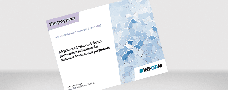 A2A Payments Report 2025 cover featuring INFORM’s article on real-time fraud prevention by Roy Prayikulam.