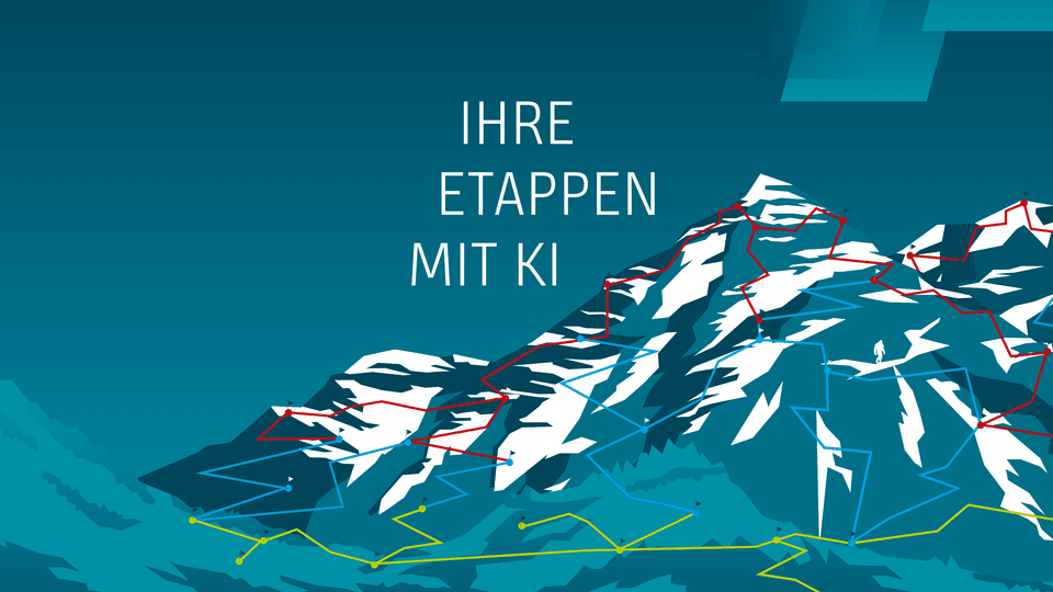 Berg mit Etappen zur KI