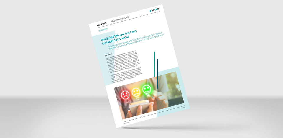 Mockup of our info paper "Telecom Use Case: Customer Satisfaction" on a grey background