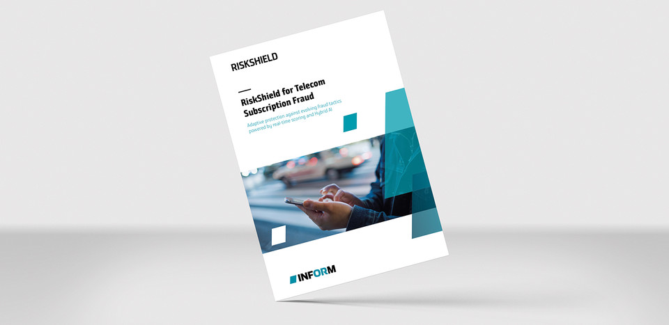Mockup of our info paper "Telecom Use Case: Sucscription Fraud" on a grey background