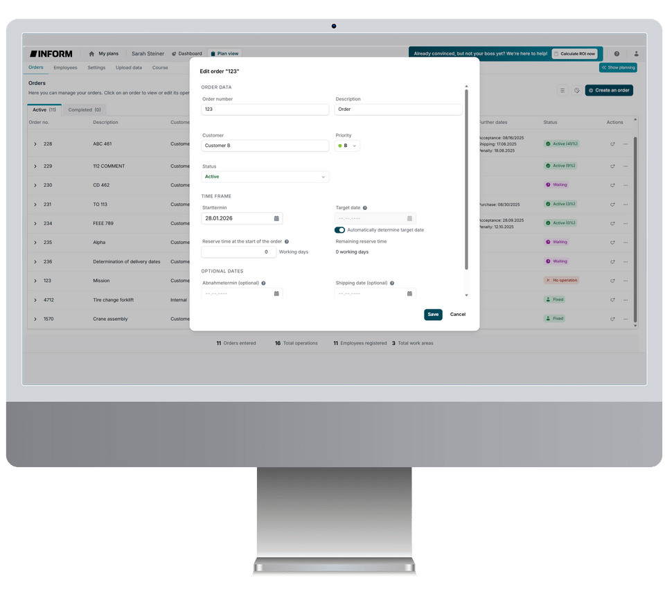 “Calculate Target Date” feature in Simple Planner for calculating realistic delivery dates